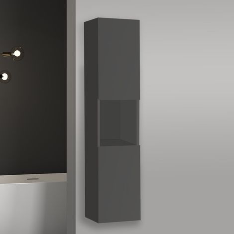 Aica Sanitaire 30(L)x30(P)x131.5(H)cm meuble salle de bain anthracite meuble colonne salle de bain à suspendre (1/5)