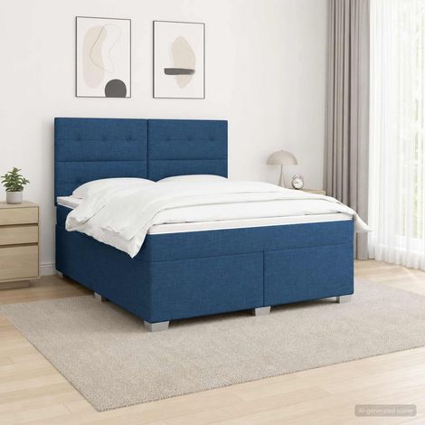 vidaXL Lit boxspring avec matelas Bleu 140 x 190 cm Tissu (1/5)