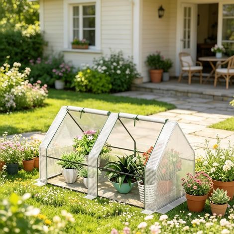 Serra per la protezione delle piante con design pratico, serra in plastica per il giardino, mini serra compatta (solo con mini serra) (1/5)