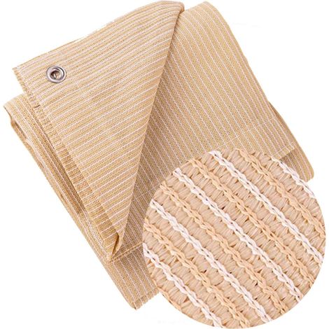 Red de sombra Beige MINKUROW, tela permeable rectangular de HDPE con ojales, cubierta de sombra para pérgola casera, lona de malla duradera, 3x4m (1/5)