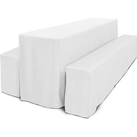3tlg Biertischhussen Set für Bierzeltgarnitur 220x50cm Weiß