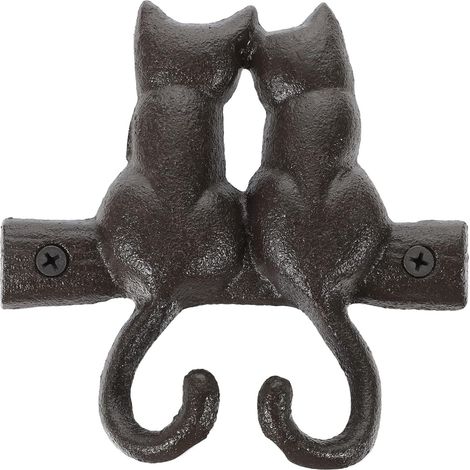 Wandhaken aus Gusseisen in Tierform, rustikaler Vintage-Stil, Holzhalterung, für Schlafzimmer oder Eingangsbereich