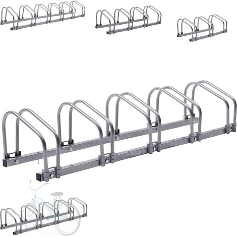 Arebos – Supports à vélos pour 5 vélos – Montage mural ou au sol – Largeur de pneus 35-60 mm – Distance entre roues 21 cm – Acier allié résistant (1/5)