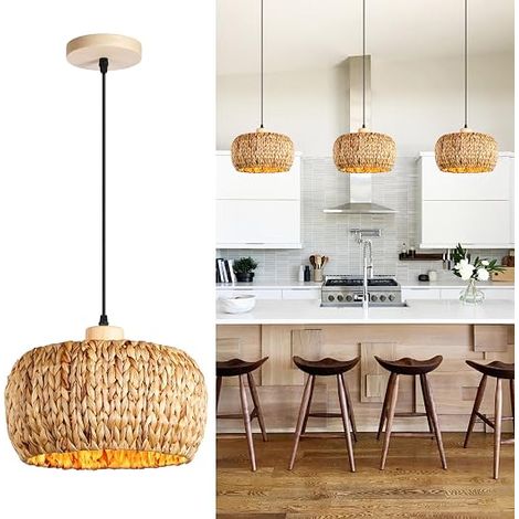 Lustre Salon,30Cm Jacinthe D'eau Weaving Suspension Luminaire Tissé À La Main Ferme E27 Luminaires IntéRieur Pour Cuisine Chambre Salon Salle À Manger (1/5)