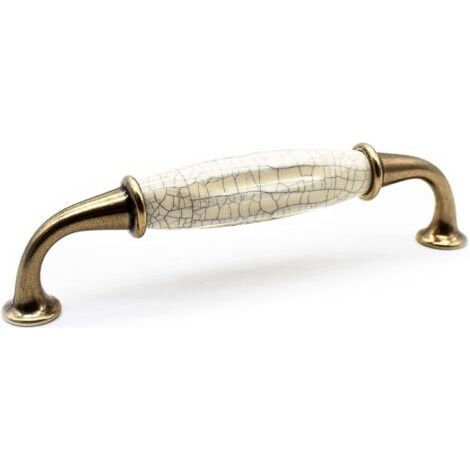 Poignee de Meuble Vintage 4 Poignée Meuble Vintage Laiton Vieilli 144 35mm Zinc-Aluminium et Porcelaine Poignée pour Poignee de Meuble Cuisine, Poignée de Porte, Tiroir (1/5)