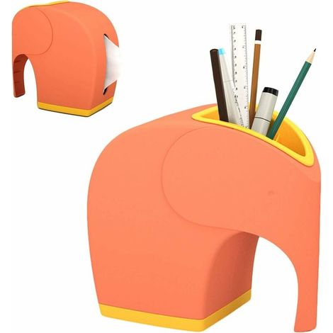 Boîte à Mouchoirs Pot à Crayon de Rangement de Bureau Multifonctionnelle pour Tissus StylosTélécommandes Etc 1pcs Orange (1/5)