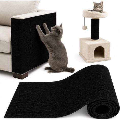 Griffoir Chat Canapé, Protection Canape Chat Anti Griffe 200 x 40 cm, Griffoir pour, Facile à Couper,Meubles,Murs,Sisal et Moquette (Noir) (1/5)