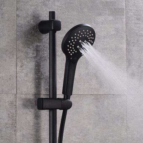 G1/2in 3 fonctions bouton Type salle de bain pomme de douche à main noir mat douche à main (1/5)