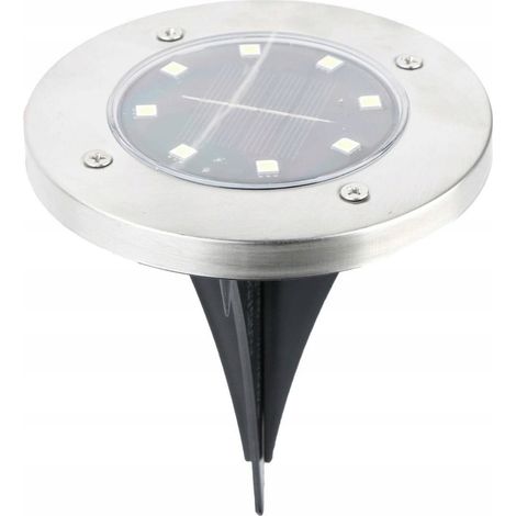 Lampada solare da giardino per rampa, luce bianca fredda, colore argento, 11,5 cm, 1 pz.