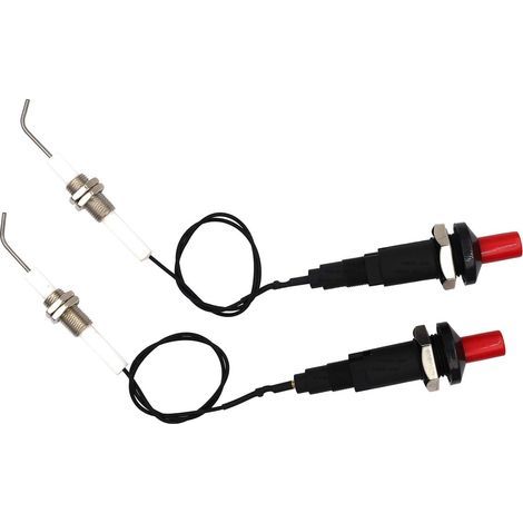 Allumeurs pour gril à gaz/grill, allumeur piézo-électrique à bouton-poussoir avec fil de bougie d'allumage universel fileté en céramique with électrodes d'allumage Long 30cm électronique Lot de 2 (1/5)