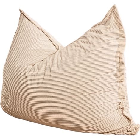 Pouf Velours Côtelé déhoussable - 140x180 cm Blanc cassé Bananair Fabriqué en France (1/5)