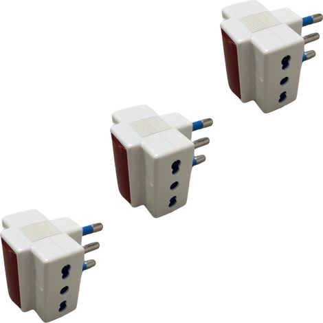 gloca Set 3 Adattatori 2 Prese 10/16A Con Spina 16A Colore Bianco Luce Notturna 250V (1/4)