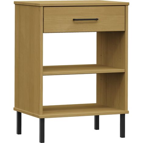Table d'appoint console pratique avec tiroirs pieds en métalet bois pin marron DEC031372