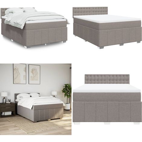 vidaXL Boxspringbett mit Matratze Taupe 140x200 cm Stoff (1/5)