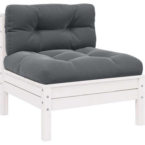 Maison Exclusive - 2-Sitzer-Gartensofa mit Kissen Weiß Massivholz (1/5)