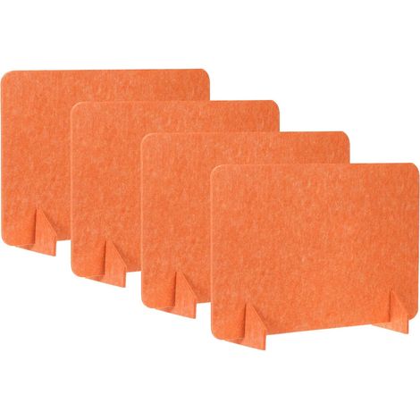 Cloison Bureau, 4 Ensemble 24 x 16 Pouce Cloison Acoustique Autoportante Panneau Confidentialité pour Bureau avec 8 Pieds Support pour Bibliothèque Poste Travail, Orange