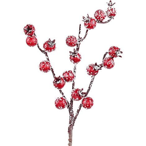 Fruits Faux - Baies Rouges en Mousse pour Décoration de Sapin de Noël - Pomegranat Artificiel - Lot de 10 (1/3)
