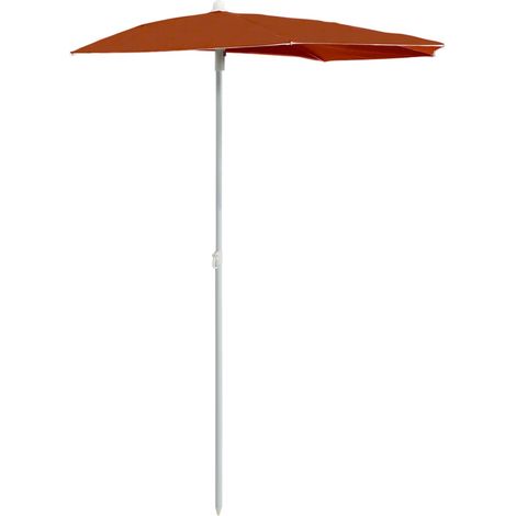 Demi-parasol de jardin avec mât 180x90 Terre cuite (1/5)