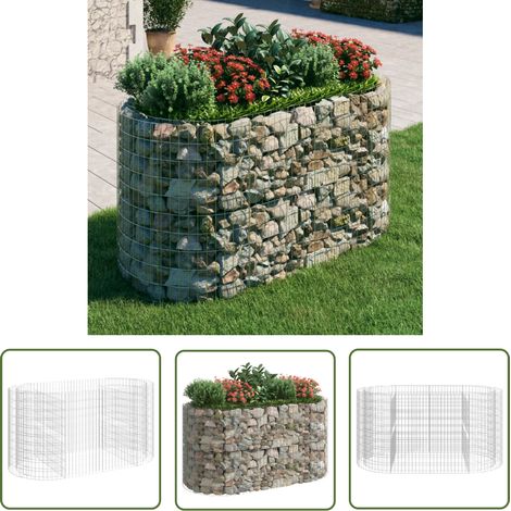 The Living Store Lit surélevé à gabion Fer galvanisé 200x100x100 cm - Jardin - Fleur - Pot De Fleurs - Bac À Plantes - Décoration Extérieur (1/5)