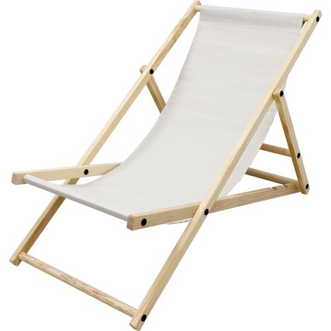 ECD Germany Sedia Sdraio Pieghevole in Legno di Pino e Tessuto Oxford - fino a 120 kg - Colore Beige - Lettino Prendisole Spiaggia Balcone Giardino Terrazza Piscina Spiaggina da Esterno Resistente (1/5)