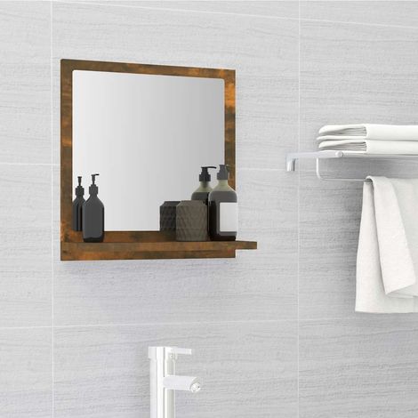 Miroir simple de salle de bain Style baroque - Chêne fumé 40x10,5x37 cm Bois d'ingénierie BV114204 - BonneVie (1/5)