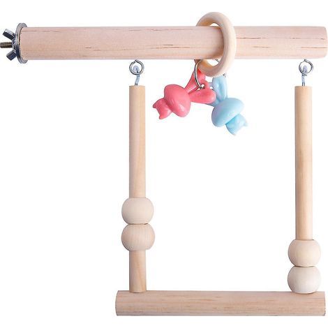 Perchoir pour perroquet, jouet à mâcher pour petits oiseaux, balançoire en bois naturel pour conure (1/4)