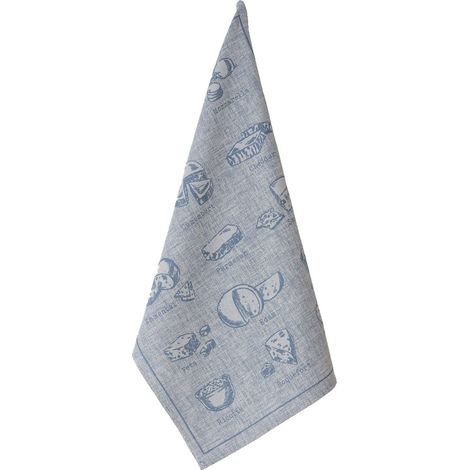 Torchon Bleu imprimé Fromages 50 x 70 cm (1/4)