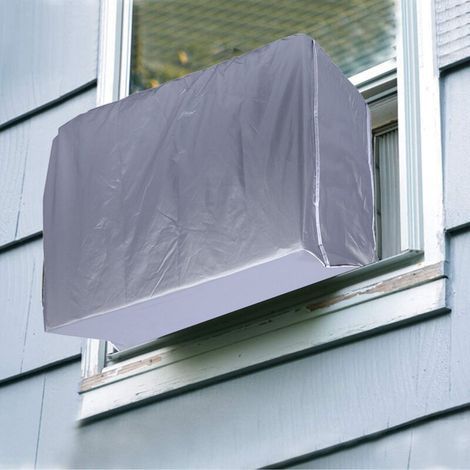 SJLERST Outdoor-Klimaanlagenabdeckung, silberne Polyester-Universal-Klimaanlagenabdeckung für Standard-Staubschutz und Schneeschutz (86 x 32 x 56 cm) (1/5)