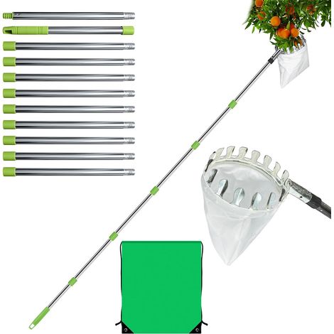 Fruit Picker with Telescopic Handle 4 m Easy Harvesting Fresh Fruit - Suitable for Home, Orchard, Farm and Garden, Cherry, Fig Picking Aid (1/5)