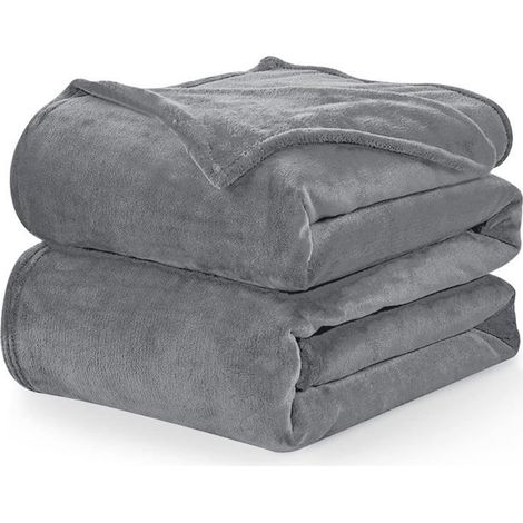 1 pièce Plaid Polaire Microfibre, 150x200 cm, Gris Anthracite, Jeté de Canapé Doux et Léger, Couverture Chaleureuse pour Lit ou Salon