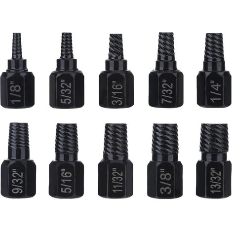 Lot de 10 extracteurs de vis pour boulons endommagés et écrous cassés Outils en alliage d'acier haute dureté pour réparation domestique et automobile (1/5)