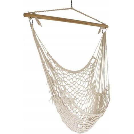 Hamac Brésilien - 100 cm x 90 cm - Charge Max 100 kg - Cadre Bois Anti-enroulement - Coton Polyester Nylon - Pour Jardin Ou Intérieur - 1 Pièce (1/5)