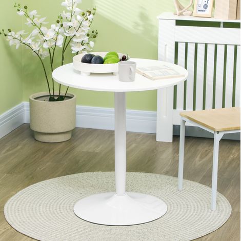 Runder Esstisch Ø70 cm für 2 Personen, Höhe 75 cm, MDF und Stahl, Weiß HAVRYA (1/5)