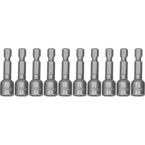 Tournevis Embouts Hexagonaux 10 Pièces Acier Chrome-Vanadium, Aimant Puissant, Douilles à Choc pour Perceuse Visseuse, 45x8mm (1/5)