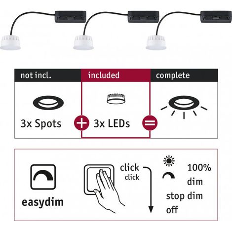 Paulmann 92477 Luminaire à LED encastrable jeu de 3 LED 19.5 W satin (1/5)