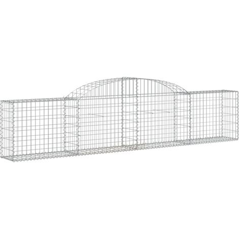 Gabbione cesto gabbia recinzione muro di contenimento ad arco 300 x 30 x 60/80 cm ferro zincato Argento 020040056