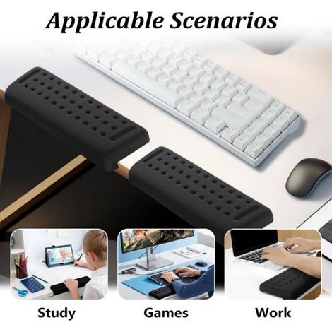 Repose Poignet Clavier en Forme L, 2 Pièces Noir, Kit Protège Poignet pour Ordinateur Portable et Bureau, Accessoire de Protection pour Saisie Confortable (1/5)