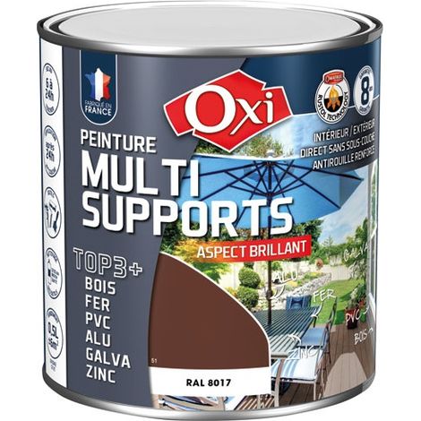 Farbe Top 3 Holz Eisen PVC 500ml Braun Glänzend Ral8017 - Oxi