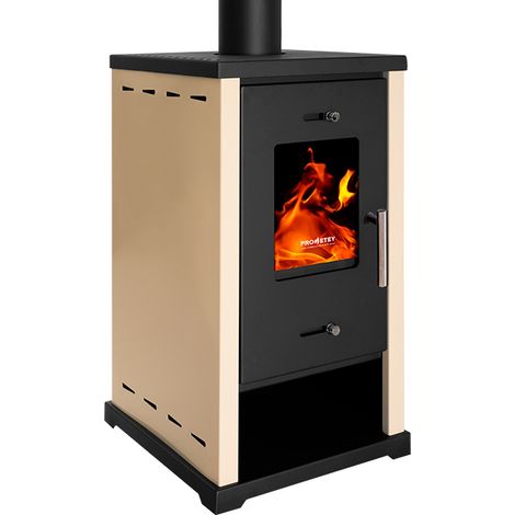 Prometey – Poêle à bois compact 6,4 kW – Rendement 82,04 % – Classe A+ – Sortie Ø130 mm – Pour petits espaces (1/4)