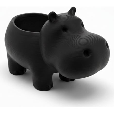 Vaso da fiori nero a forma di ippopotamo per piante grasse e fiori