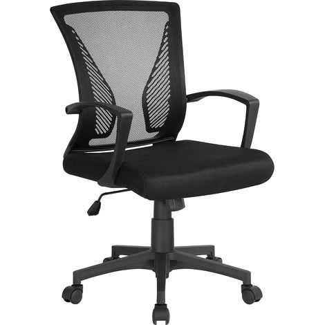 Chaise de Bureau avec Siège Dossier en Maille Respirante Hauteur Réglable Fauteuil d'Ordinateur Inclinable à roulettes Pivotantes Charge 125kg Noir (1/5)
