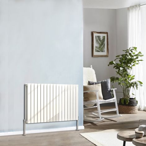 Designer Radiator 600x1156mm Double Flat Panel Horizontal White (1/5)