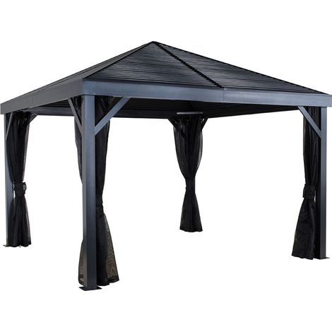Sojag Aluminium Pavillon South Beach 1212 incl. moustiquaire Gris basalte 363x363x310 cm