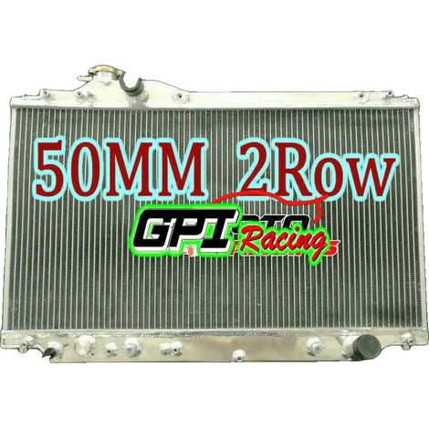 Radiateur en aluminium, taille du noyau 730 mm x 400 mm x 50 mm, taille totale 755 mm x 490 mm x 65 mm, tailles de sortie 32 mm / 35 mm, nombre de rangées 2, compatibilité : véhicule de performance JZ