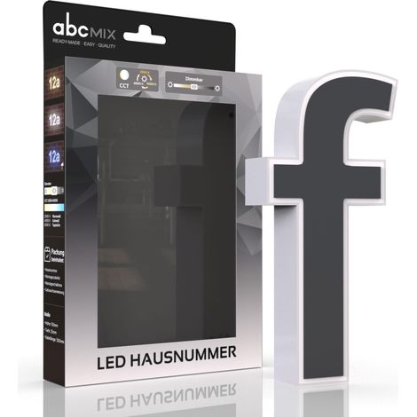 LED Hausnummer f inkl. Anthrazit-Cover - CCT 12V 2700K/4000K/6500K (1/5)