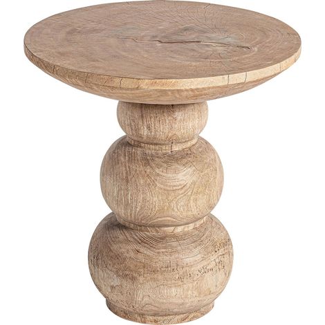 Table d appoint en bois de manguier sculpté - bois naturel brun (1/3)