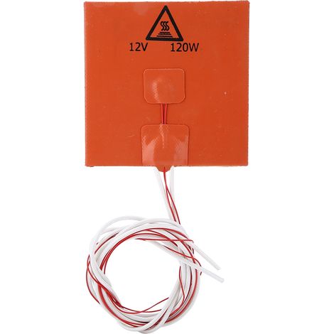 Tapis chauffant silicone 12V 120W 120x120mm pour lit d'imprimante 3D (1/4)