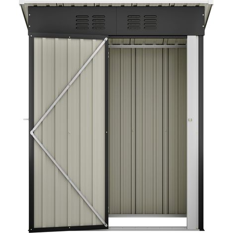 Casetta da giardino in metallo nero 152,2 x 83,6 x 182 cm con porta lucchettabile, senza finestre (1/5)