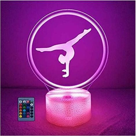 Veilleuse 3D - Lampe Illusion Optique - USB ou Piles AA - Télécommande et Bouton Tactile - 16 Couleurs RVB - Pour Chambre Enfant Salon Café - 1 Pièce