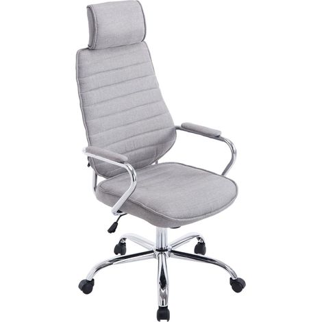 Fauteuil de bureau hauteur réglable pivotant mécanisme de bascule tissu gris clair et métal chromé 100007010 (1/5)